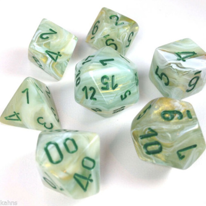 Marble Green/Dark Green  Dice Set