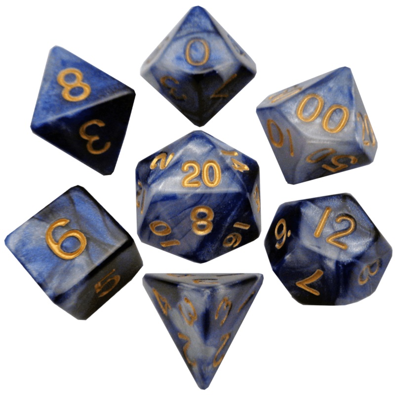 Metallic Dice Games Blue-White/Gold 7ct Polyhedral Dice Set