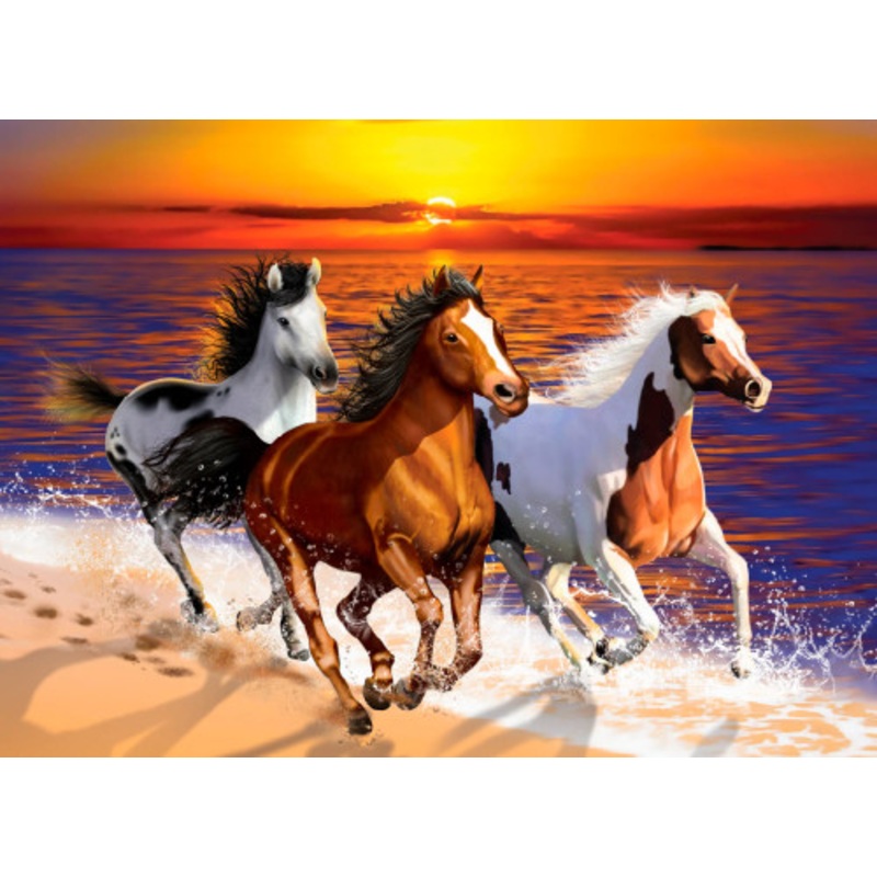 Wild Horses on the Beach 505pc, Wooden Whimsy Puzzle