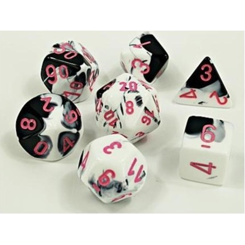 Gemini Black-White/Pink Luminary Polyhedral Roleplaying Dice Set (7)
