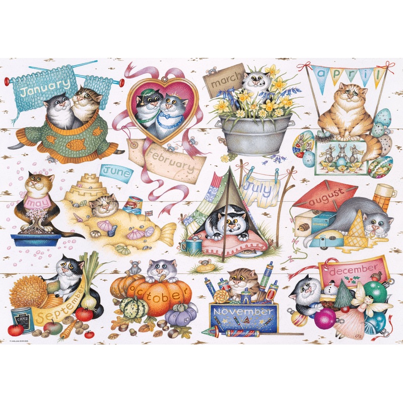 A Cat’s Year by Crazy Cats  1000 Piece Jigsaw Puzzle (Ravensburger)