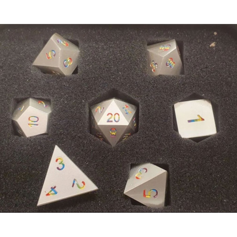 Bright Rainbow, Metal Dice Set