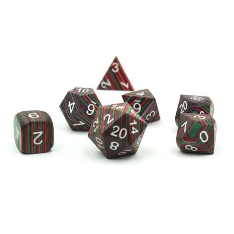 Wooden Rainbow Technical 7ct Polyhedral Dice Set
