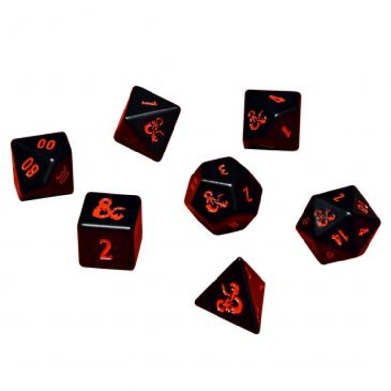 Ultra Pro Heavy Metal Black & Red 7ct Polyhedral RPG Dice Set for Dungeons & Dragons (86854)