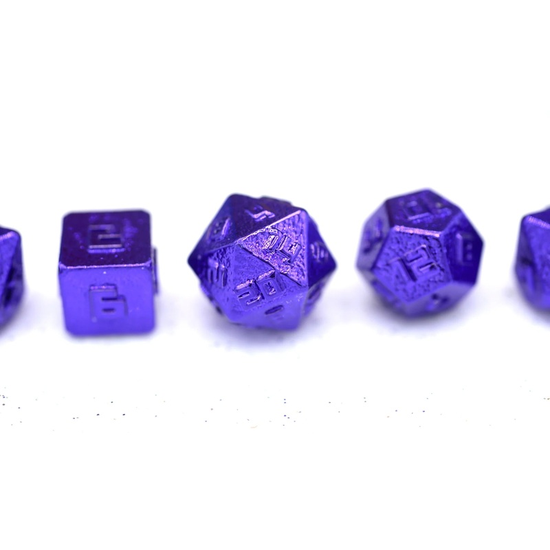 10MM Mini Metal RPG Dice Set – Purple 10mm Metal Purple