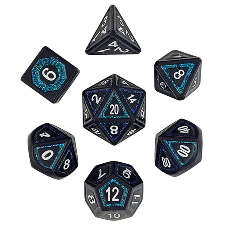 Underdark Glimmer Teal 7-Piece Metal Dice Set Underdark Glimmer Teal Metal