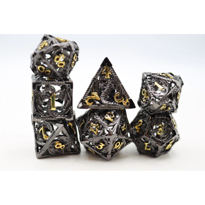 BOUND DRAGON NIGHT HOLLOW METAL DICE SET