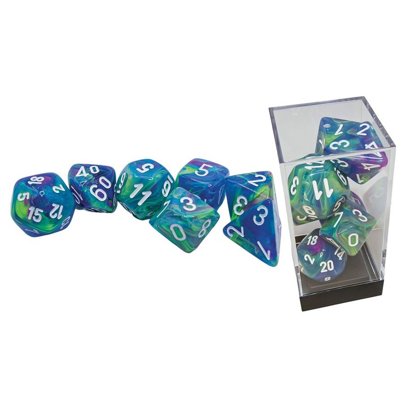 Chessex – 7-Set Mega Hedrals: Festive Waterlily/White