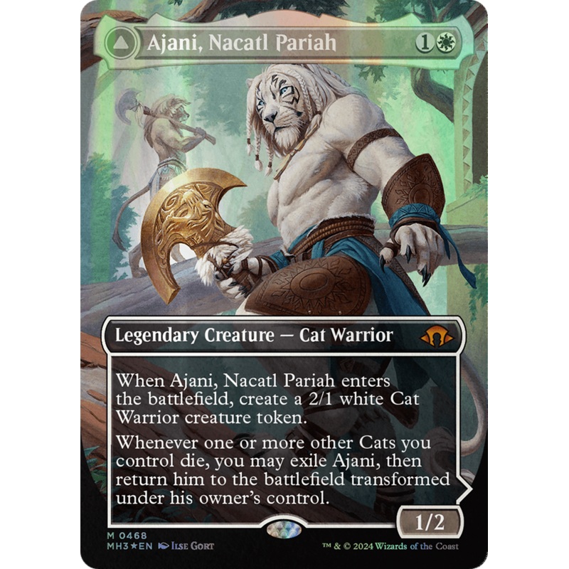 Ajani, Nacatl Pariah // Ajani, Nacatl Avenger (MH3-468) – Modern Horizons 3 (Borderless) Textured Foil [Mythic]