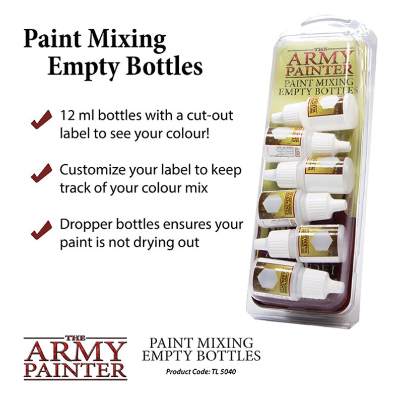Army Painter Hobby Tools: Paint Mixing Empty Bottles 5040 Paint Mixing Bottles
