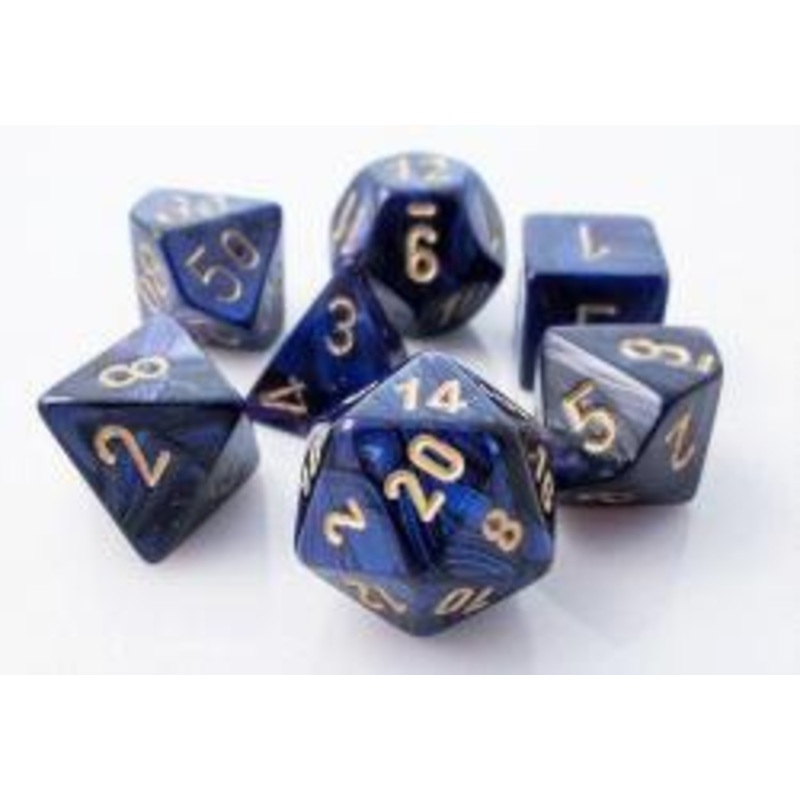 Scarab Royal-Blue/Gold Polyhedral Roleplaying Dice Set (7)