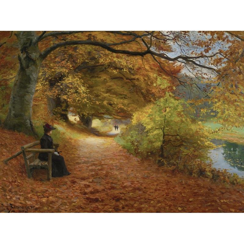 A Wooded Path in Autumn by Hans Andersen Brendekilde  1000 Piece Jigsaw Puzzle (Dtoys)
