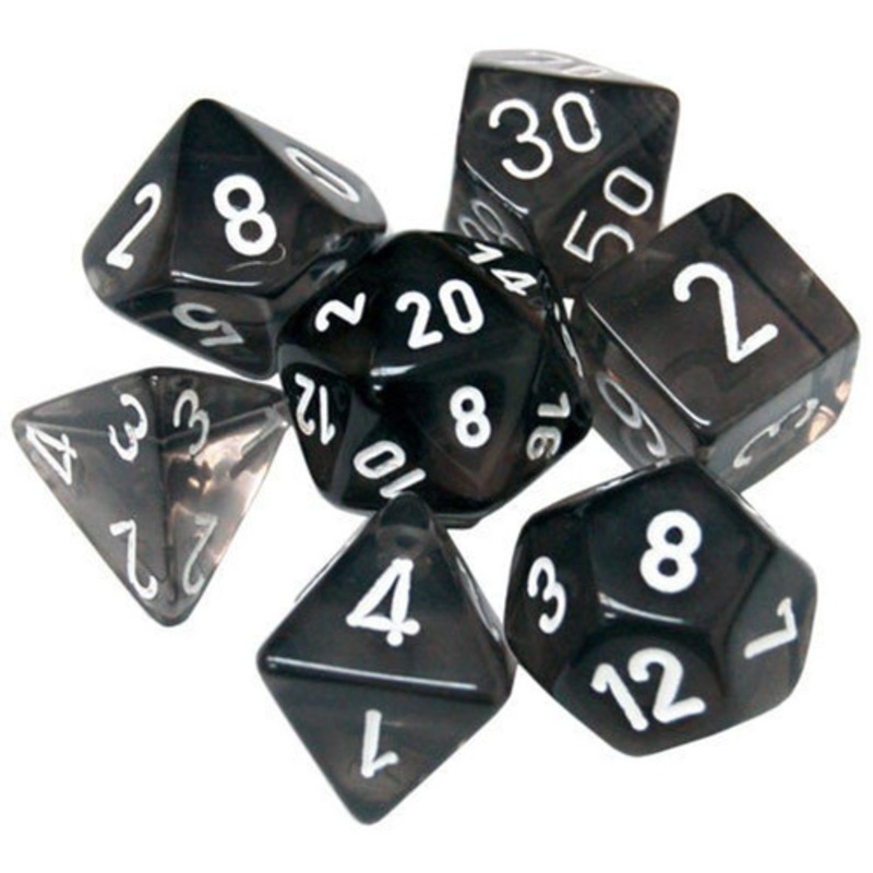 Translucent Smoke/White  Dice Set