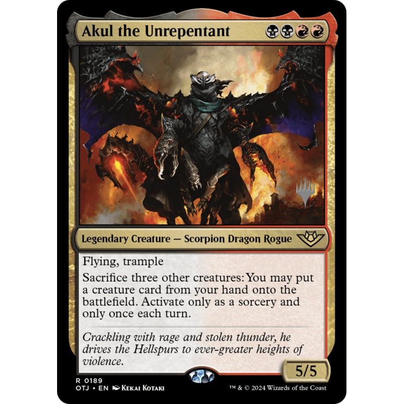Akul the Unrepentant (POTJ-189P) – Outlaws of Thunder Junction Promos [Rare]
