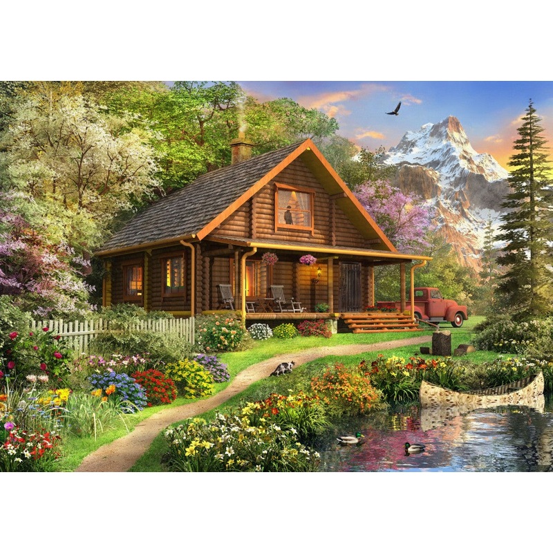 A Log Cabin Somewhere in North America  500 Piece Jigsaw Puzzle (Bluebird Puzzle)