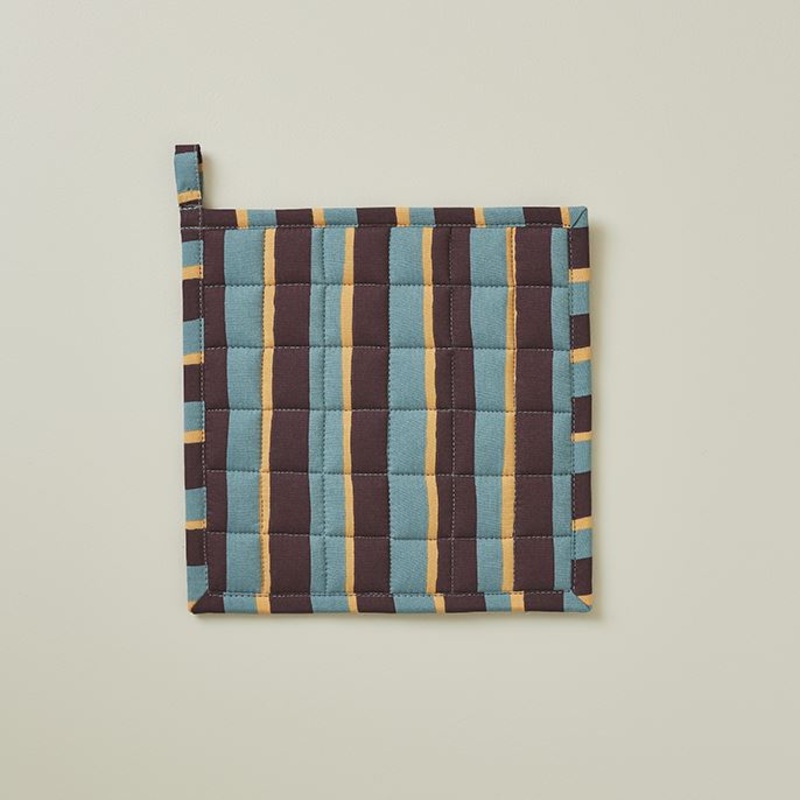 Striped Pot Holder Brown/Blue/Yellow