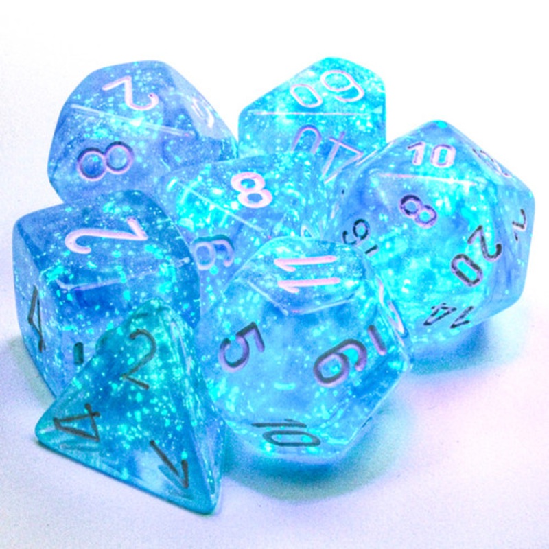 Borealis Luminary Sky Blue/White  Dice Set