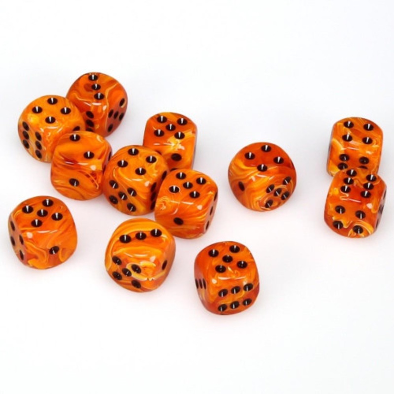 Vortex Orange/Black Six-Sided DiceSet of 12