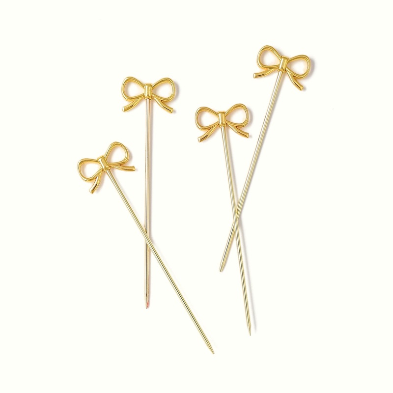 Gold Bow Cocktail Picks, Set of 4