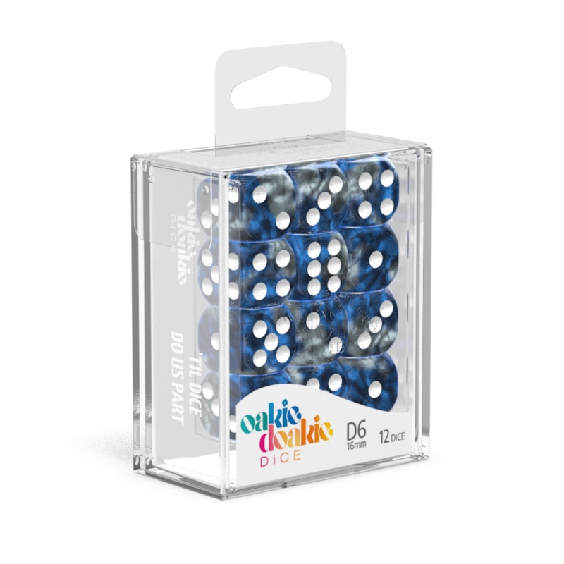 16mm D6 Set – GemiDice – Liquid Steel (12 dice)