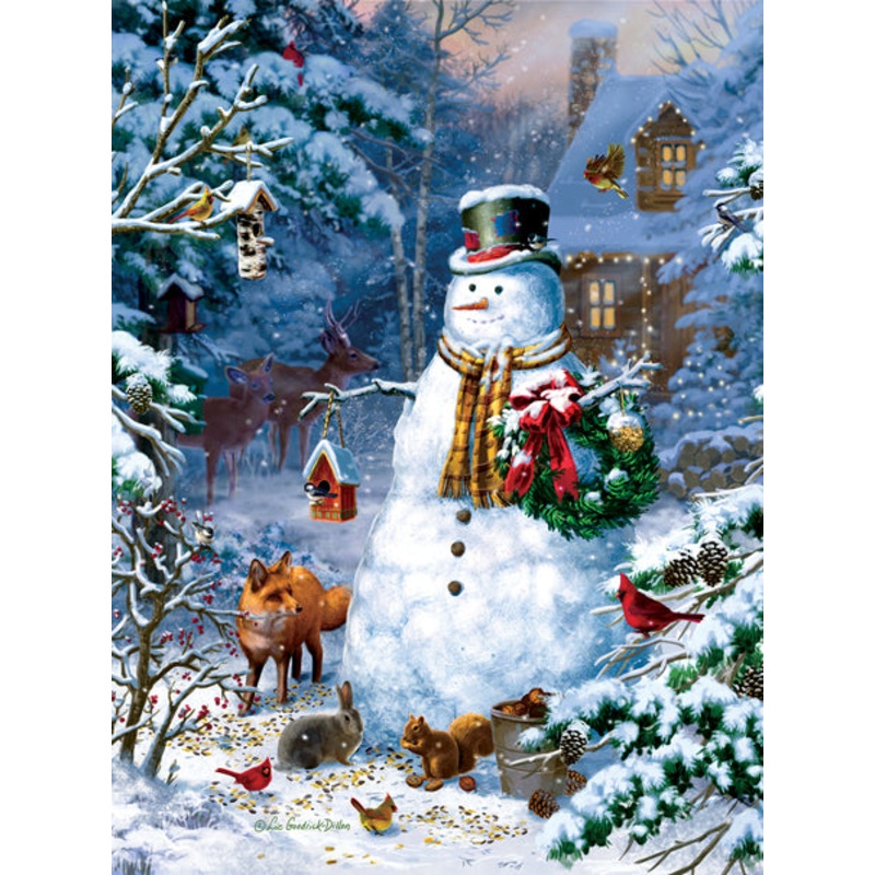 Winter Cabin Snowman by Liz Goodrick Dillon  59796 Piece Jigsaw Puzzle (Sunsout)