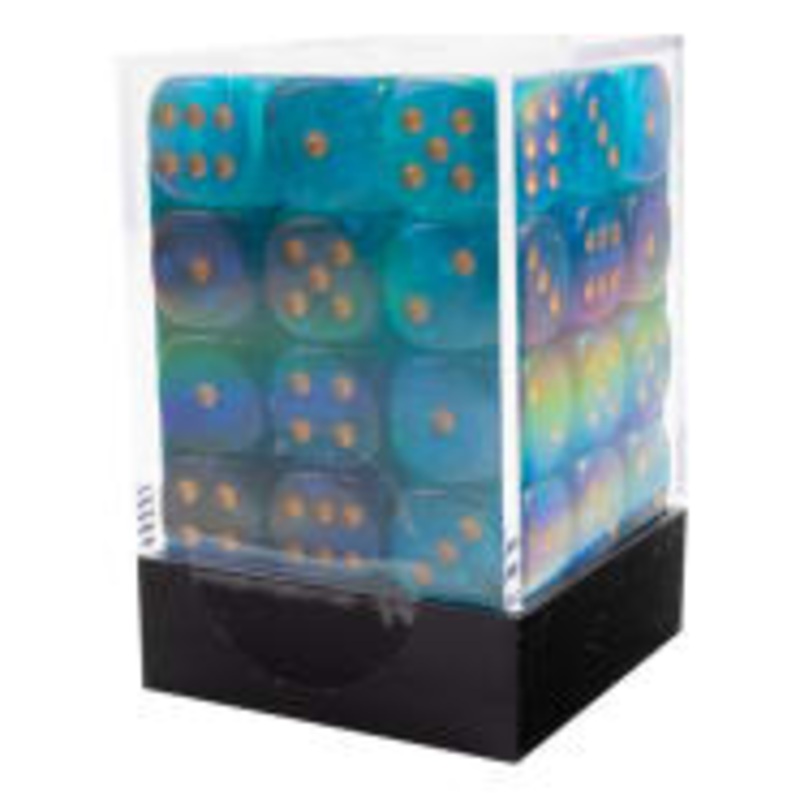 Chessex 12mm Borealis Luminary Teal/Gold 36 D6 set (27985) 12mm BO Luminary Teal/Gold