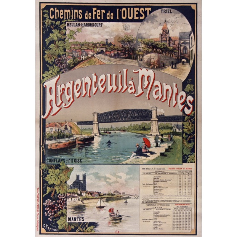 Affiche Chemins de Fer : Argenteuil-Mantes, 1893  1000 Piece Jigsaw Puzzle (Grafika)