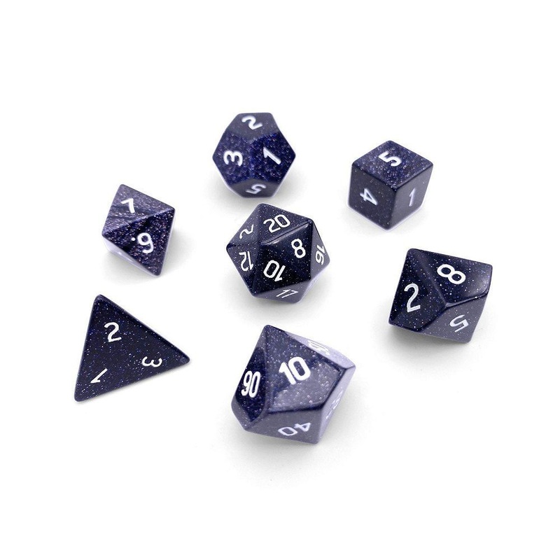 Blue Sandstone Semi-Precious Gemstone 7ct Polyhedral Dice Set