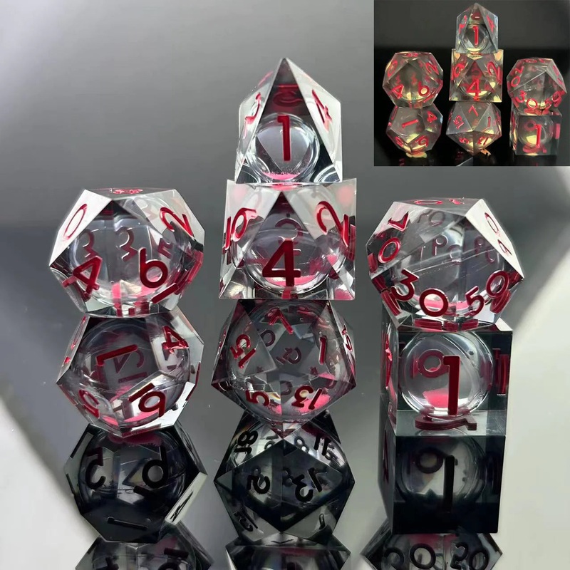 Sharp Edge Glow in the Dark Liquid Core RPG Dice Set – Midnight Rose 7ct Sharp Glow Midnight Rose