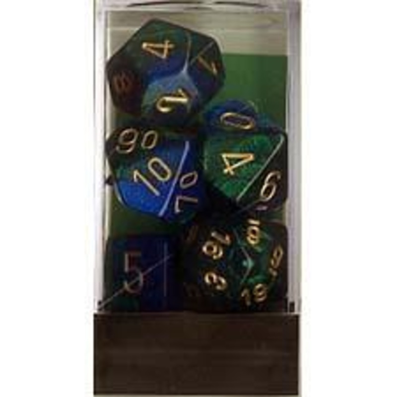 Blue-Green/Gold Gemini Polyhedral 7-Die Set