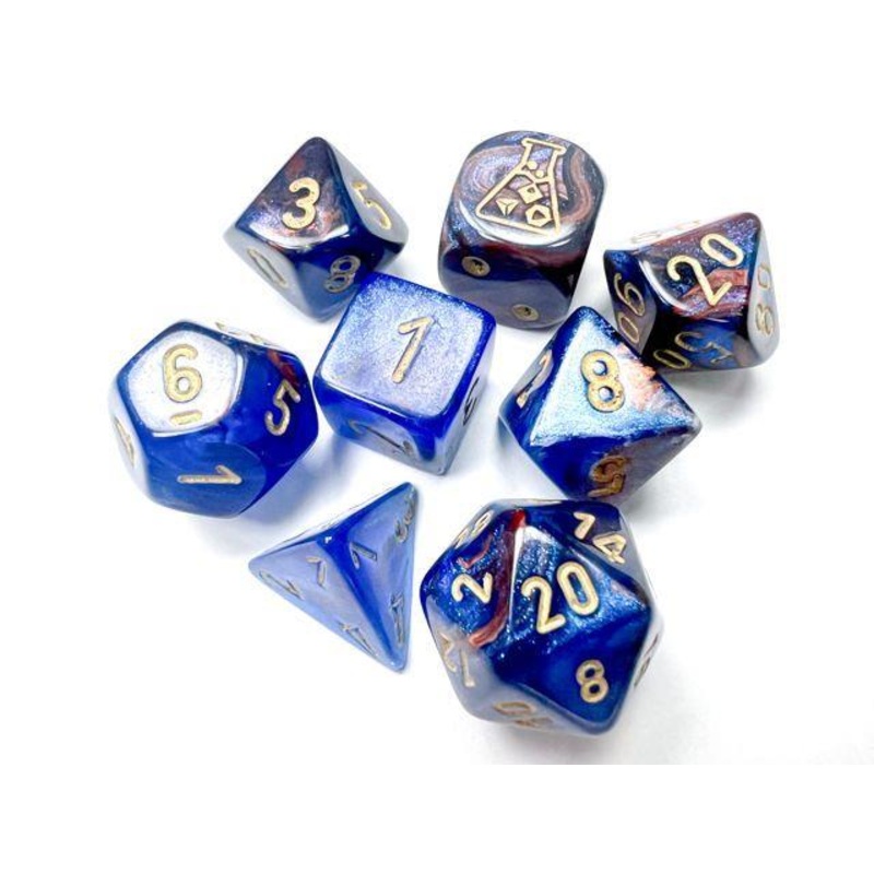 30055 CHX Lab Dice Poly Lustrous Azurite/Gold Lab LU Azurite/Gold
