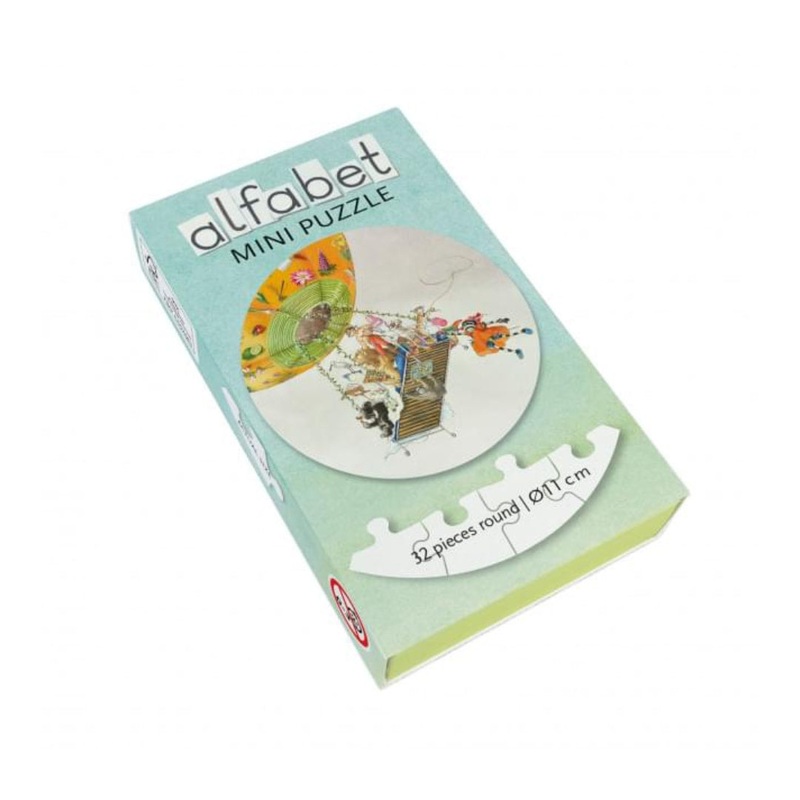 Alphabet (Alfabet) Elephant And Orca 32 Piece Round Mini Puzzle