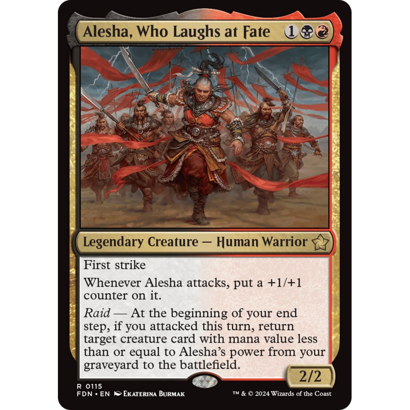 Alesha, Who Laughs at Fate (FDN-115) – Foundations Foil [Rare]