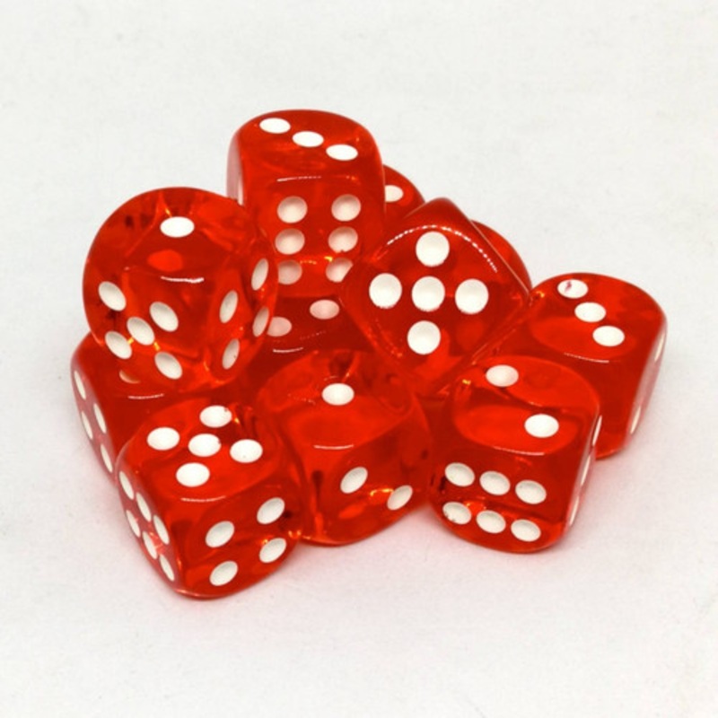 Translucent Orange/White Six-Sided DiceSet of 12