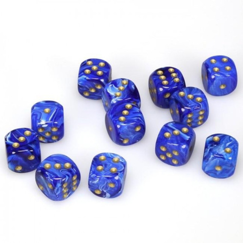 Vortex Blue/Gold  Six-Sided DiceSet of 12