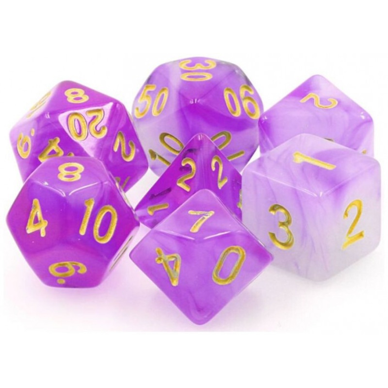 TMG RPG Dice – Amethyst Dream Purple Haze Translucent Set (7)