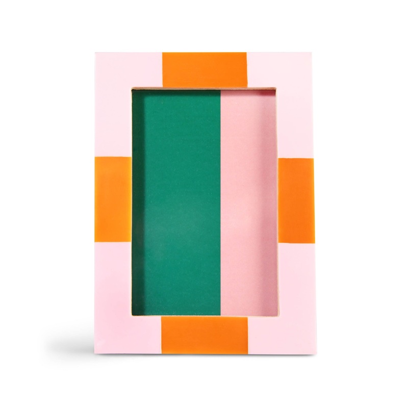 Pink Rectangle Check Photo Frame