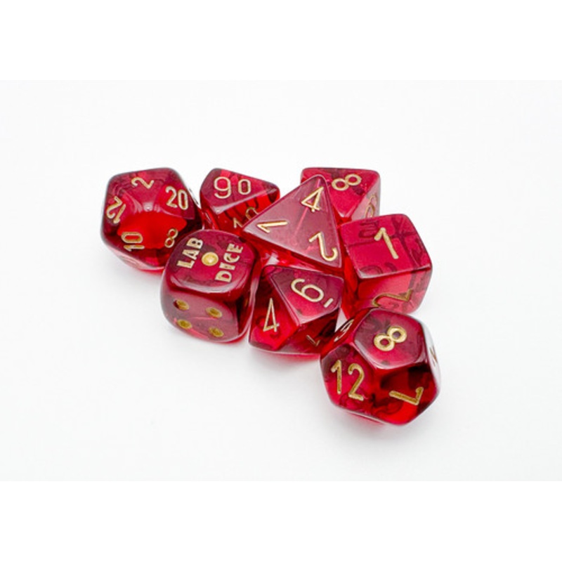 Translucent Crimson/Gold Lab Dice Set