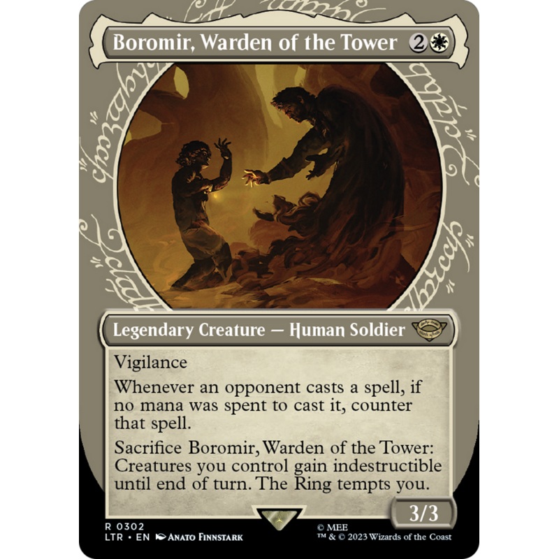 Boromir, Warden of the Tower (LTR-302) – The Lord of the Rings: Tales of Middle-earth: (Showcase) (Borderless) Foil [Rare]